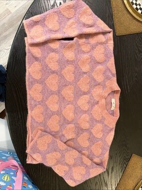 Molly Green Pink Heart-Pattern Sweater M/L